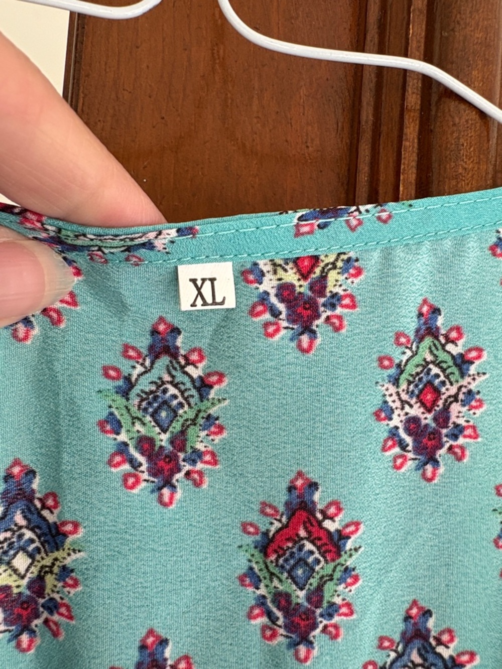 Turquoise Floral Border Button-Front Maxi Dress - Picture 4 of 9